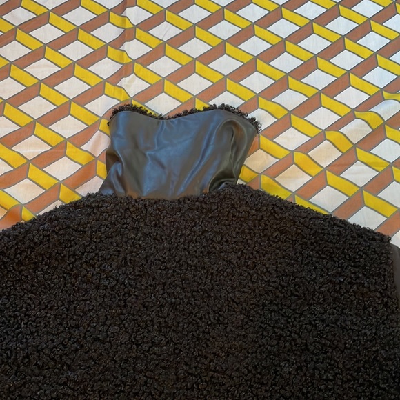 Womens NVLT Berber Fleece Black MidLength Zip Up Coat Large Fashion Buckle Neck - Picture 11 of 15